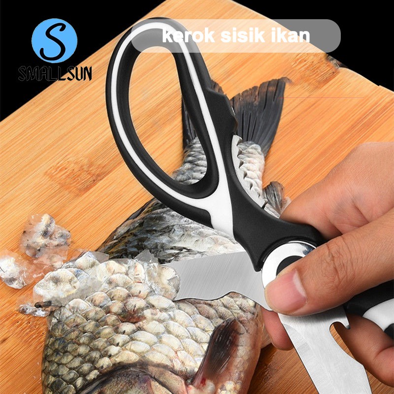 Gunting Dapur Serbaguna Gunting Ikan Ayam Daging Stainless Steel Black Murah hitam