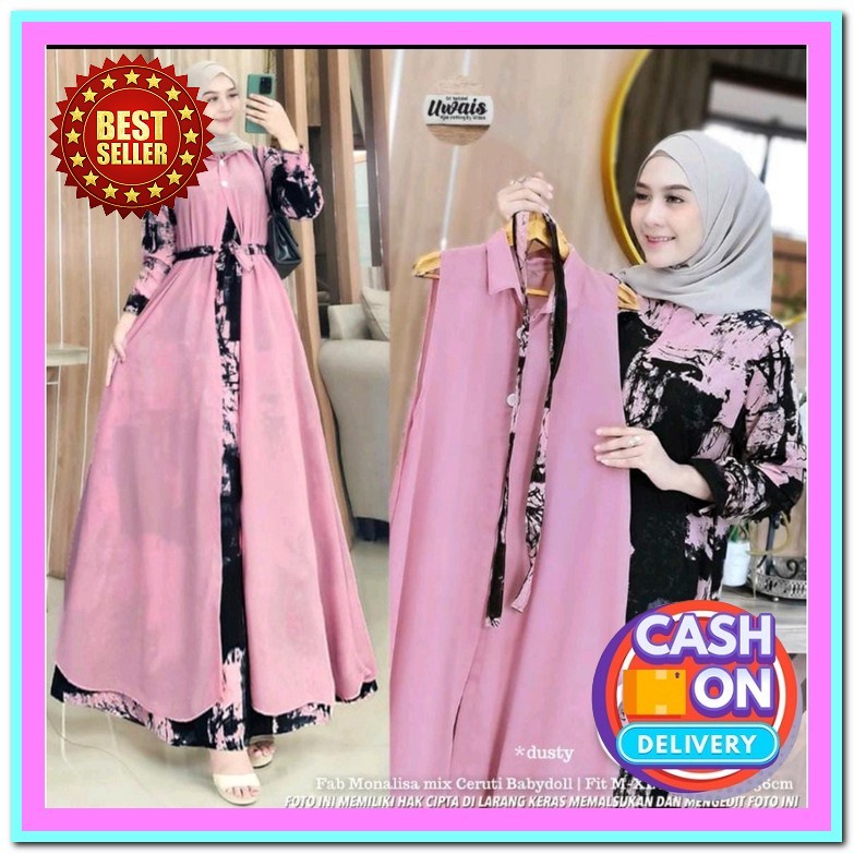 Baju Pesta Wanita Muslim Kondangan Brukat Mewah Elegan Gaun Muslimah Terbaru 2022 Maxy Senjani Lebar