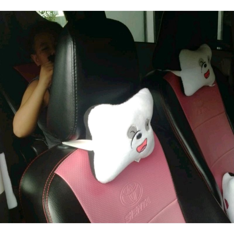 Bantal set mobil 2 in 1 Grizzly panda icebear/bantal leher mobil car set 2in 1 bagus dan lucu