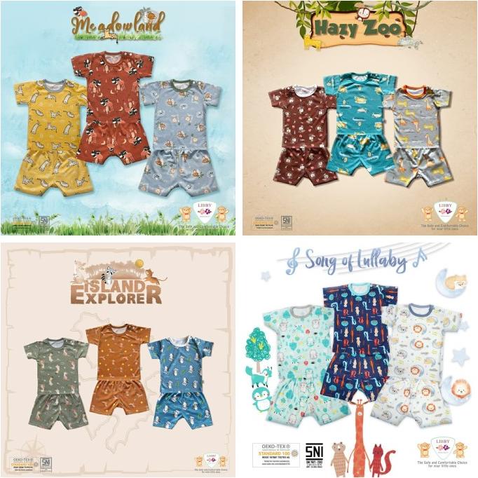 Libby Baby 3 Setelan Pendek S M L 2L Xl Xxl Piyama Anak Libby Baby