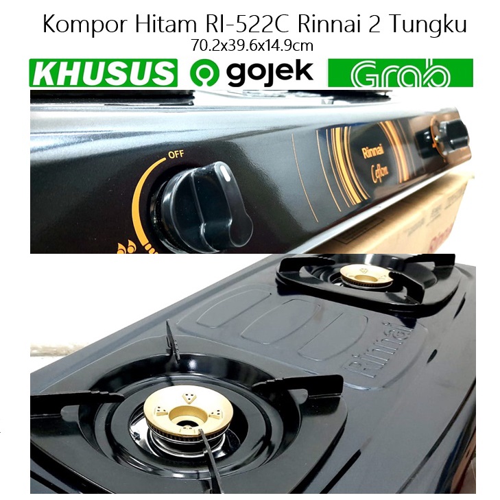 Kompor Hitam RI-522C Rinnai 2 Tungku