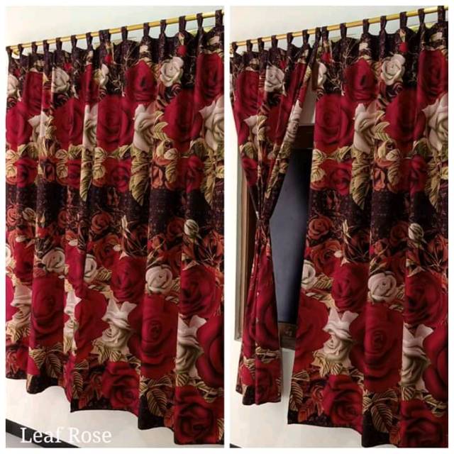 Gorden Homemade Tali  Perekat Tirai  Pintu  Motif Keren Red 