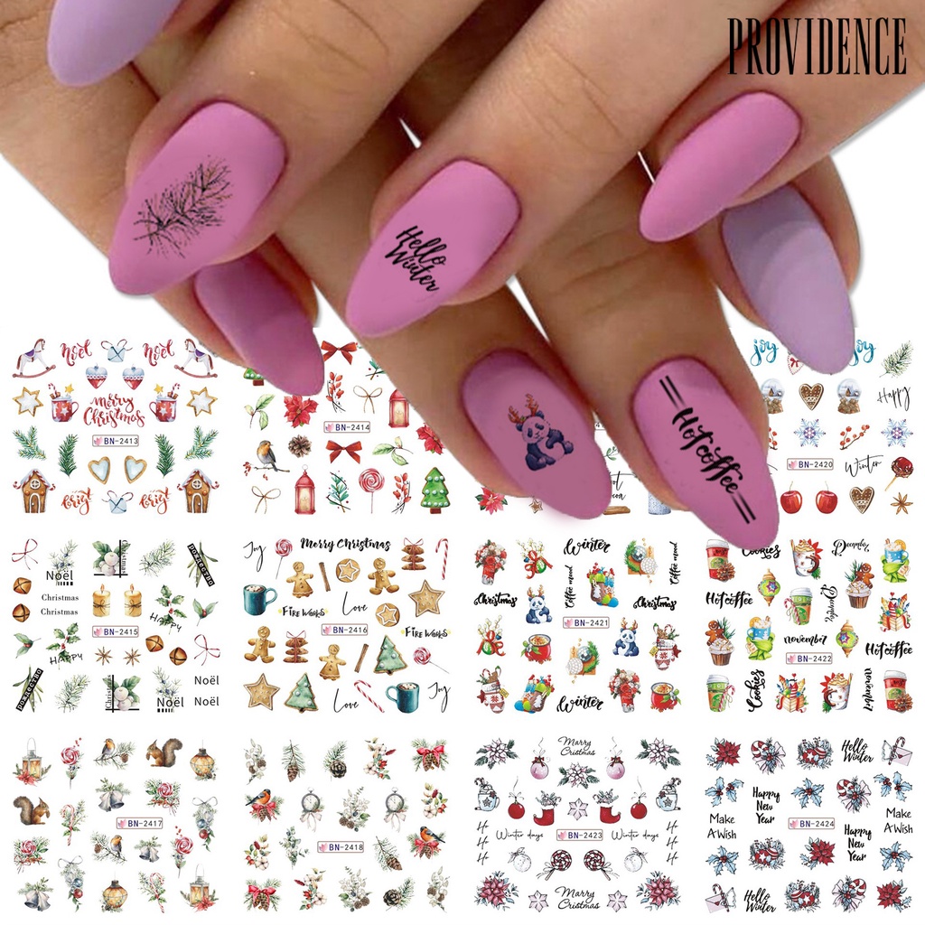 Stiker Kuku Pola Tengkorak Pohon Natal Halloween Dapat Dilepas Untuk Dekorasi Nail Art