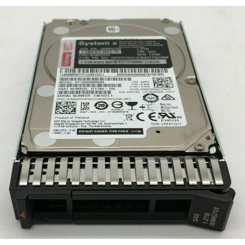 LENOVO 1.2TB SAS 12G 10K RPM 2.5 INCH G3HS PN 00WG700 FRU 00WG701