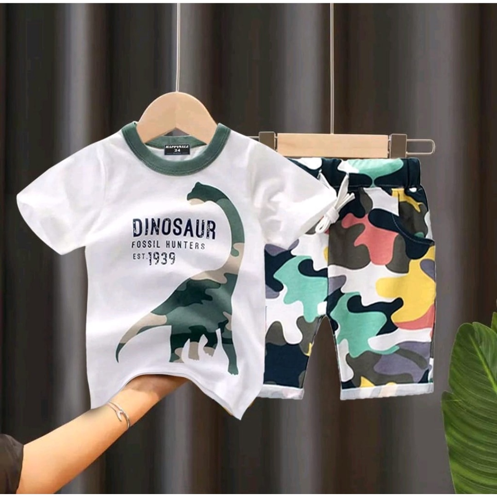 SETELAN BAJU ANAK DINO ARMY SIZE 1-5 TAHUN TERBARU,TERLARIS BAHAN NYAMAN DIPAKAI