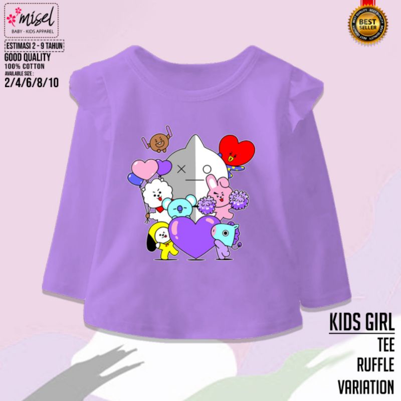 Kaos Anak perempaun lengan panjang RUFFLE BTS SERIES By MISEL 2-8 Tahun