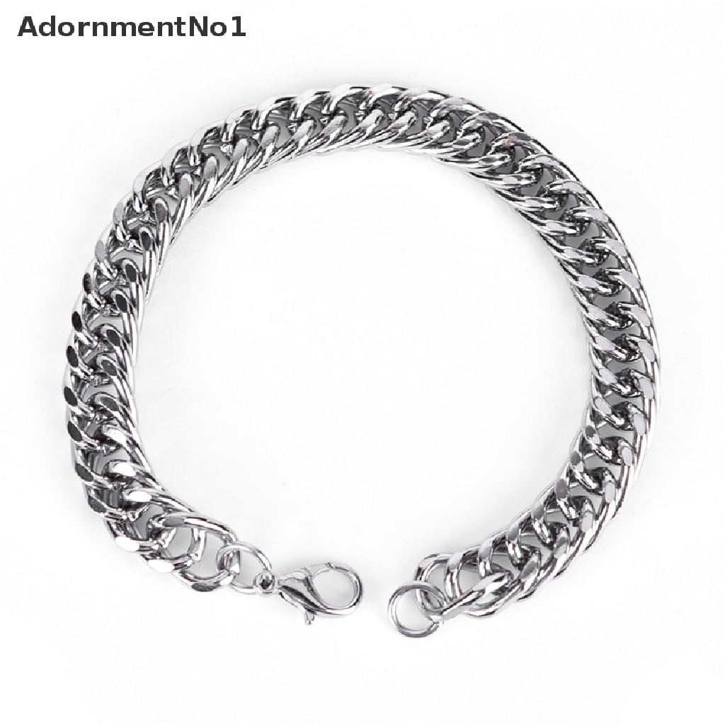 (AdornmentNo1) Gelang Tangan Rantai Bahan Stainless Steel Gaya Punk Untuk Pria