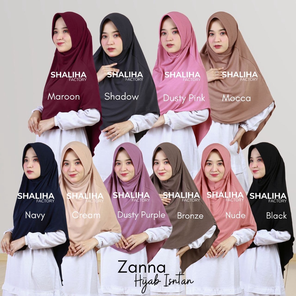 ShalihaFactory - Jilbab Hijab Bergo Instan Pet Anti Tembem Menutup Dada | Zanna Hijab Instan