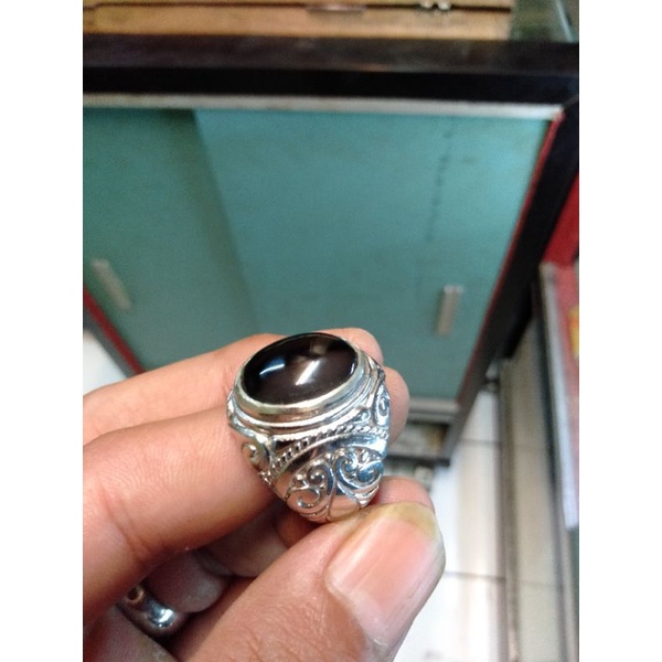 cincin batu Sulaiman motif hitam putih 06