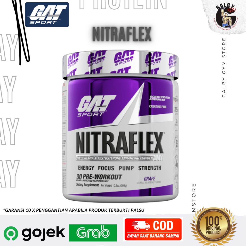 GAT NITRAFLEX 30 SERVING PRE WORKOUT SUPLEMEN FITNES GYM PENAMBAH LEDAKAN TENAGA