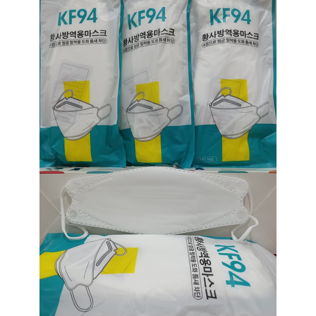 Masker KF94 Korea 4Ply Convex isi 10Pcs Masker 4D Import KF 94 FaceMask-KF94 FACEMASK White