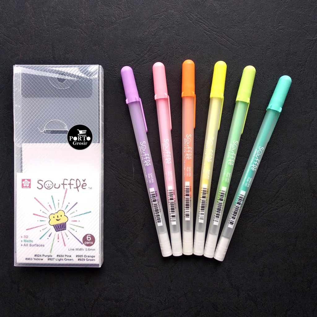 

Sakura Souffle Pen Set 6 Colour color Pastel Matte 3D Ink Lukisan Timbul Nail Art Kerajinan Tangan