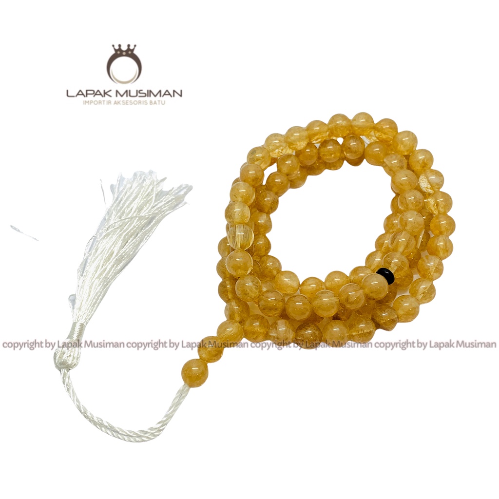 [Bayar di Tempat] Tasbih Batu 99 Butir Batu Permata Serat Cendana Quartz Asli Alam