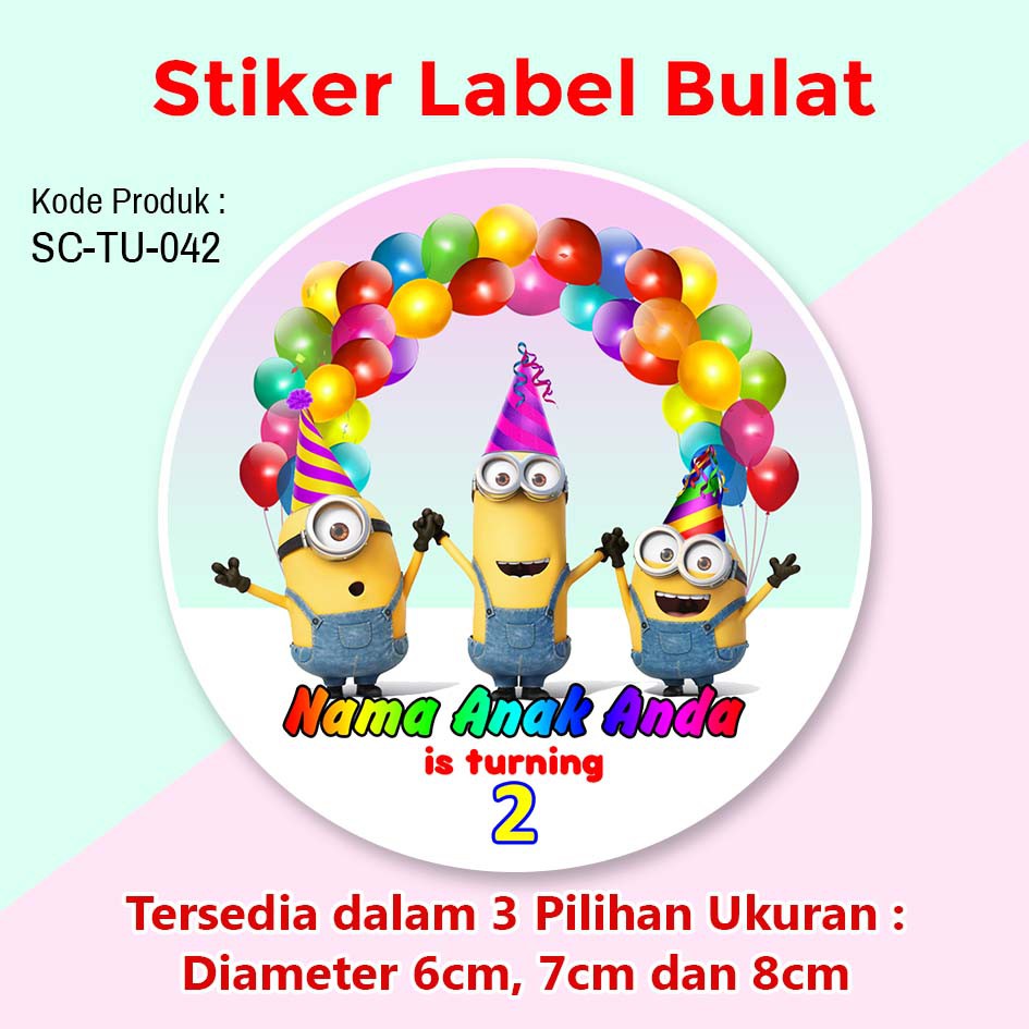 

STIKER LABEL ULANG TAHUN ANAK TUMPENG MINI SOUVENIR MINIONS