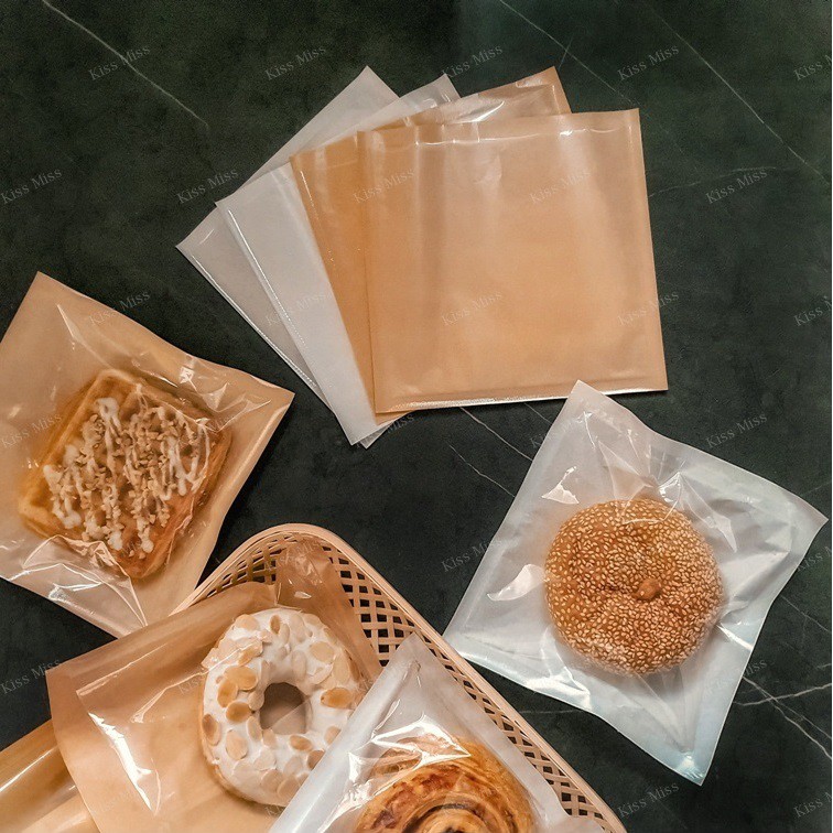 PAPER BREAD bag - 18x19 - kantong kertas minyak roti - donat - plastik - kraft - croffle - waffle