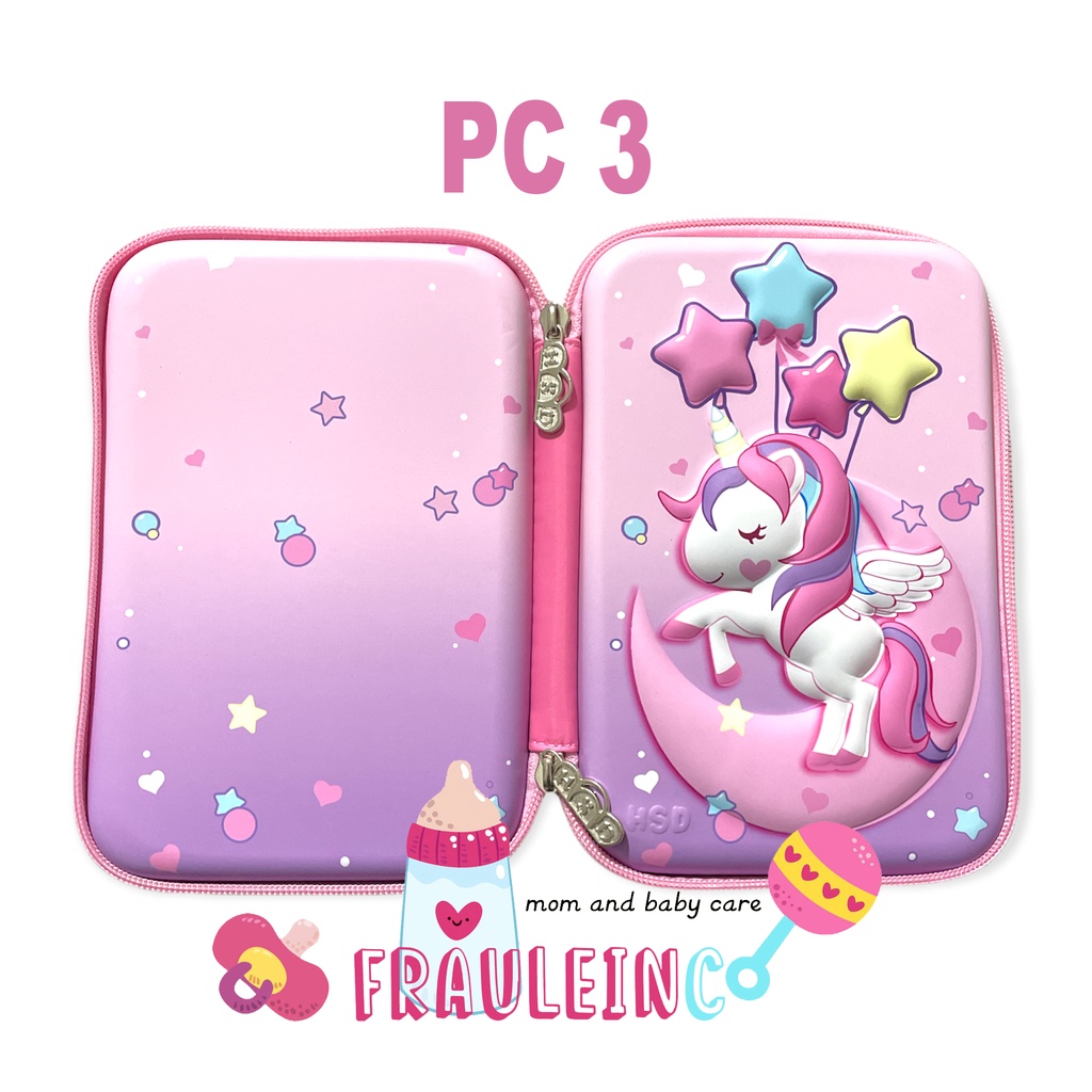 *FRAULEINCO* GROSIR Pencil Case / kotak pensil EMBOSS 6D Unicorn, Lol, Frozen, Batman, Spiderman-PC 3