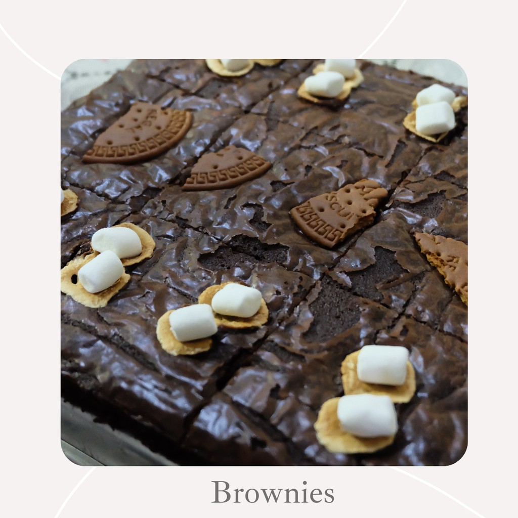 

Brownies fudge/shiny crust/panggang