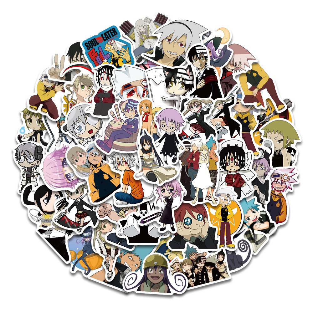 50PCS Anime Soul Eater Stickers For Guitar DIY Luggage Laptop Skateboard Motorcycle Bicycle Decal Stickers