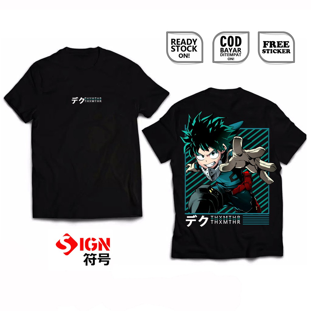 KAOS IZUKU MIDORIYA DEKU デク MY HERO ACADEMIA ANIME MANGA JEPANG KATSUKI SHOTO EIJIRO COSPLAY SIGN