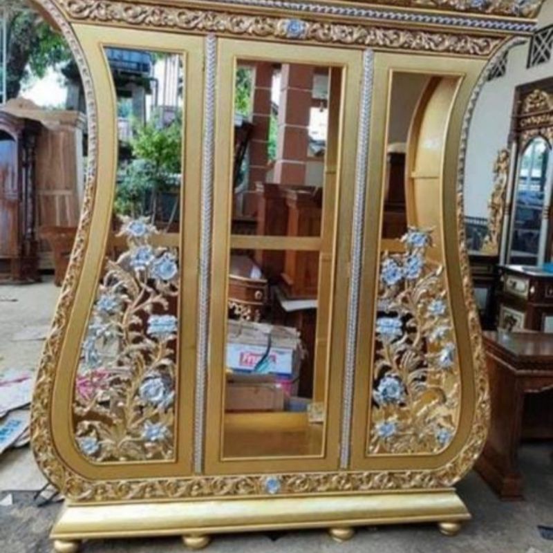 Lemari hias biola almari pajangan mewah lemari hias mewah jati mebel jepara
