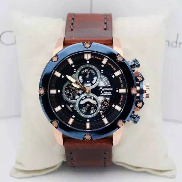 Alexandre Christie AC 6416 Blue Rosegold Kulit MAN
