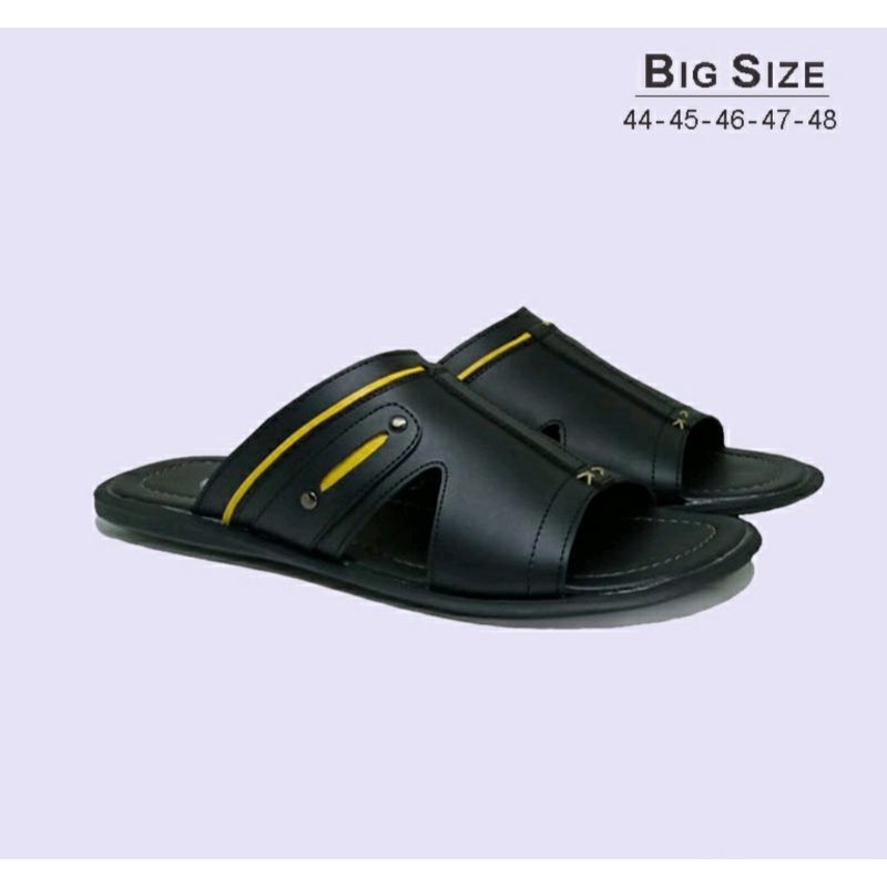 Bisa COD / Sendal Pria Ukuran Luar Negri 44-48 Sandal Slop Jumbo Besar Cocok Buat Kaki Gemuk Jebrag / Sendal Cowok Bapak Kulit, 47