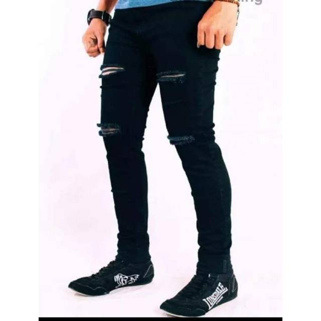  celana  sobek  pria  celana  ripped denim  soft jeans  Shopee  