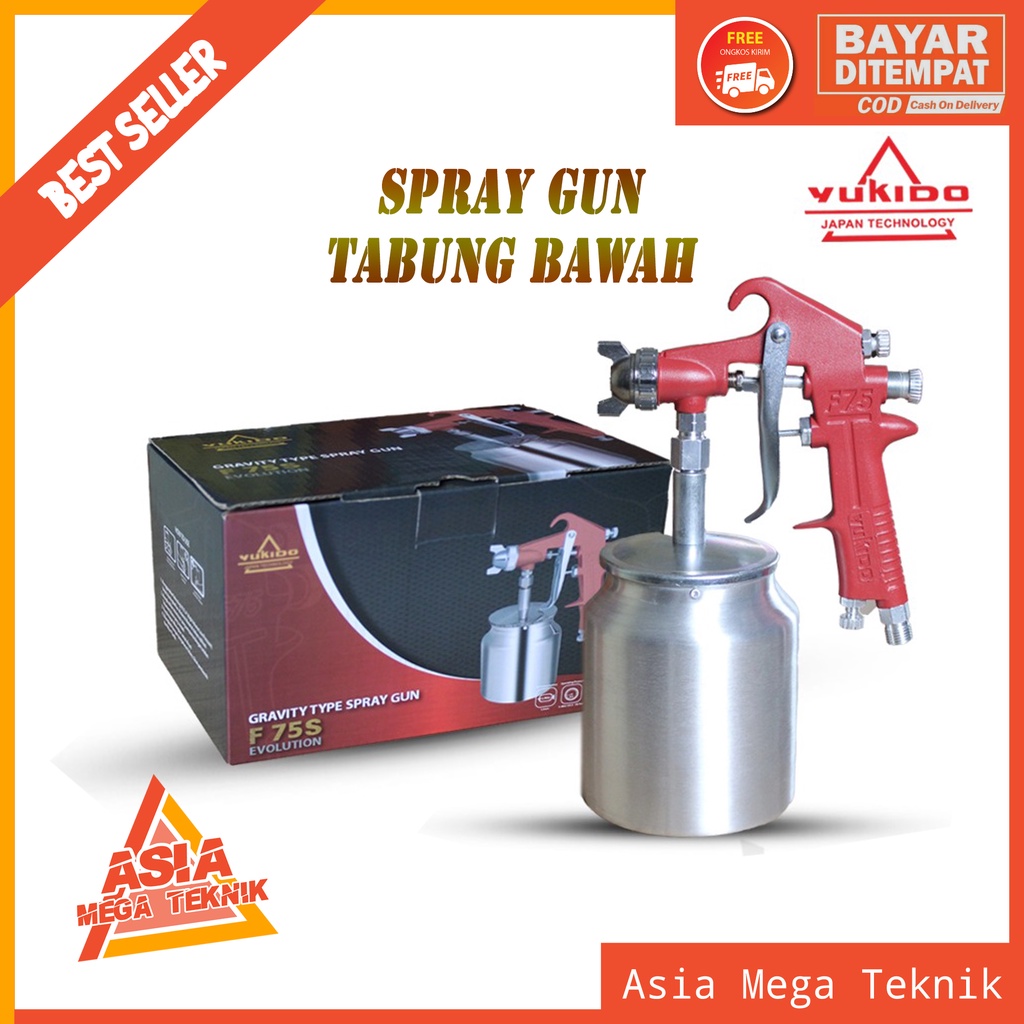 YUKIDO F75S Spray Gun Tabung Bawah Alat Cat Semprot F 75 Air Spraygun Spet