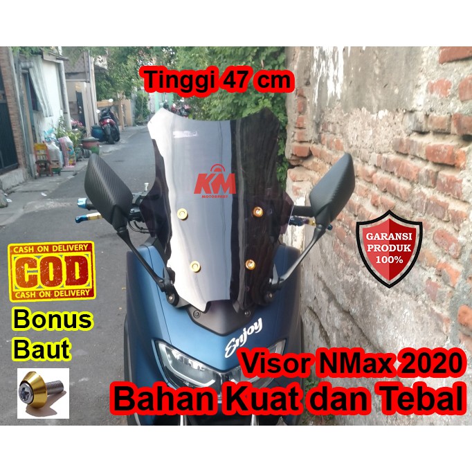 Visor Windshield Motor Yamaha All New NMAX N Max 2020 &amp; 2021 Tinggi 47cm Bonus 4 Baut