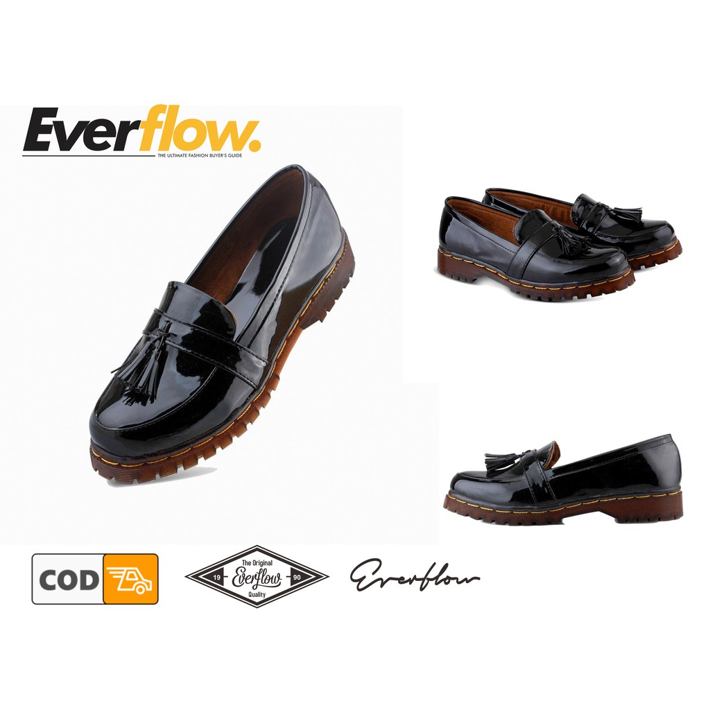 ☀ EVEFLOW BELI 1 GRATIS 1  ☀  Sepatu Dockmart Wanita Hitam Glosy