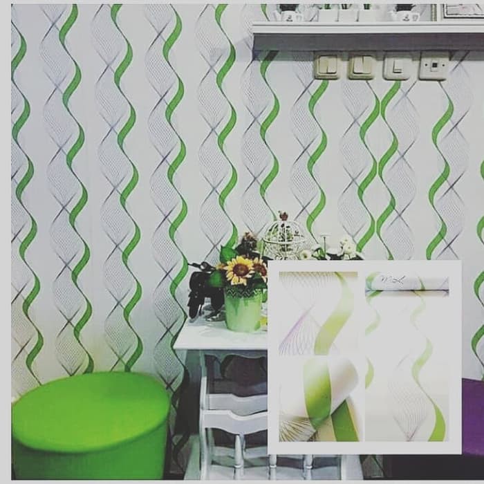 Wallpaper Sticker Dinding Motif Salur Gelombang Ukuran 10 meter x 45 cm