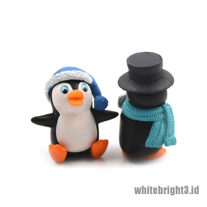 (white3) 4pcs Miniatur Penguin Musim Dingin Untuk Dekorasi Rumah Boneka