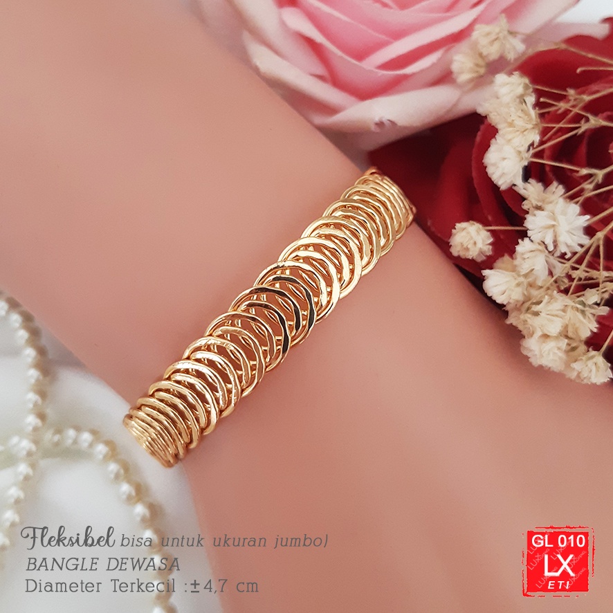 GL 010 Gelang Bebas Ukuran Free Size Gelang Lilit Gelang Fleksibel  Slap Bracelet Gelang Unik Ukuran Besar Bisa Dipakai Untuk Orang Gemuk Gelang Orang Kurus Perhiasan Wanita Emas Imitasi Gelang Bangle Slap Bracelet Luxx Xuping-A.Polos Kecil