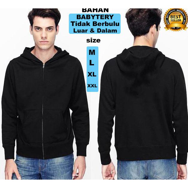 Jacket Polos Hitam Zipper Hoodie Switer Basic Hitam Polos Distro