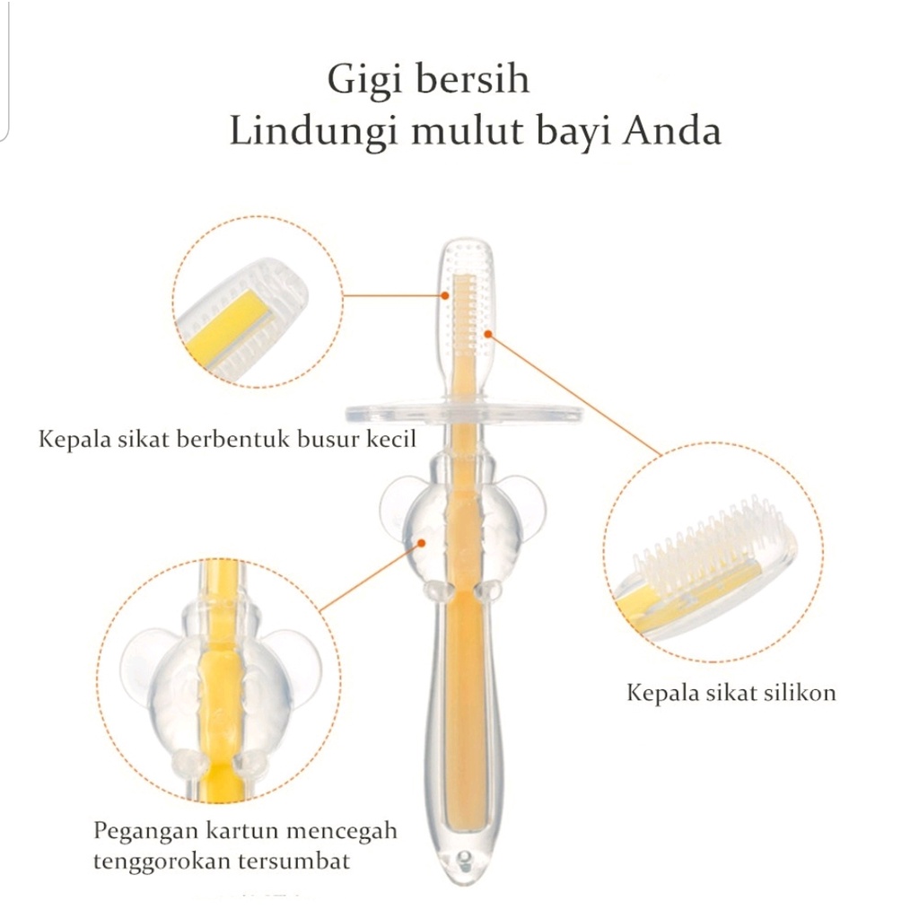 SIKAT GIGI BABY SILICONE TRAINING DENGAN PELINDUNG ANTI SEDAK UNTUK BAYI / FINGER TOOTH BRUSH - BD