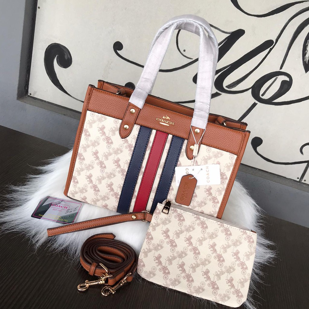 [BEST SELLER} NEW COACH FIELD TOTE HORSE READY 4 COLOUR  +MINI POUCH