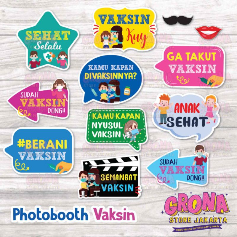 

BUBBLE TALK CUSTOM ISI 12pcs photo props PHOTOBOOTH tema VAKSIN CORONA PERLENGKAPAN PESTA