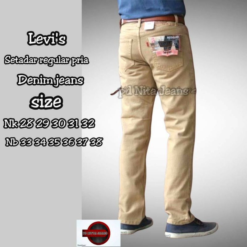 PROMO / JEANS PRIA REGULAR FIT BIG SIZE CREAM 46 / JEANS PRIA STANDAR CREAM