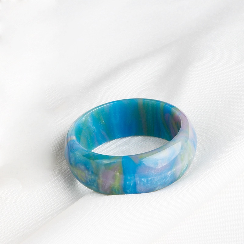 Sweetheart Simple Multicolored Glitter Rainbow Ring Acrylic Resin Personality Retro Ring