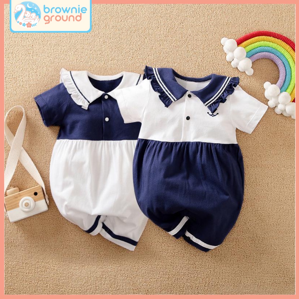 Jumper bayi perempuan cantik import korea 0-2 tahun NAVY PUTIH / baju bayi perempuan kembar / baju baby girl lucu