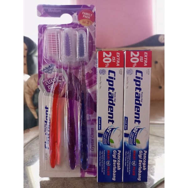 CIPTADENT SIKAT GIGI ISI 3 DAN PASTA GIGI 2 PCS
