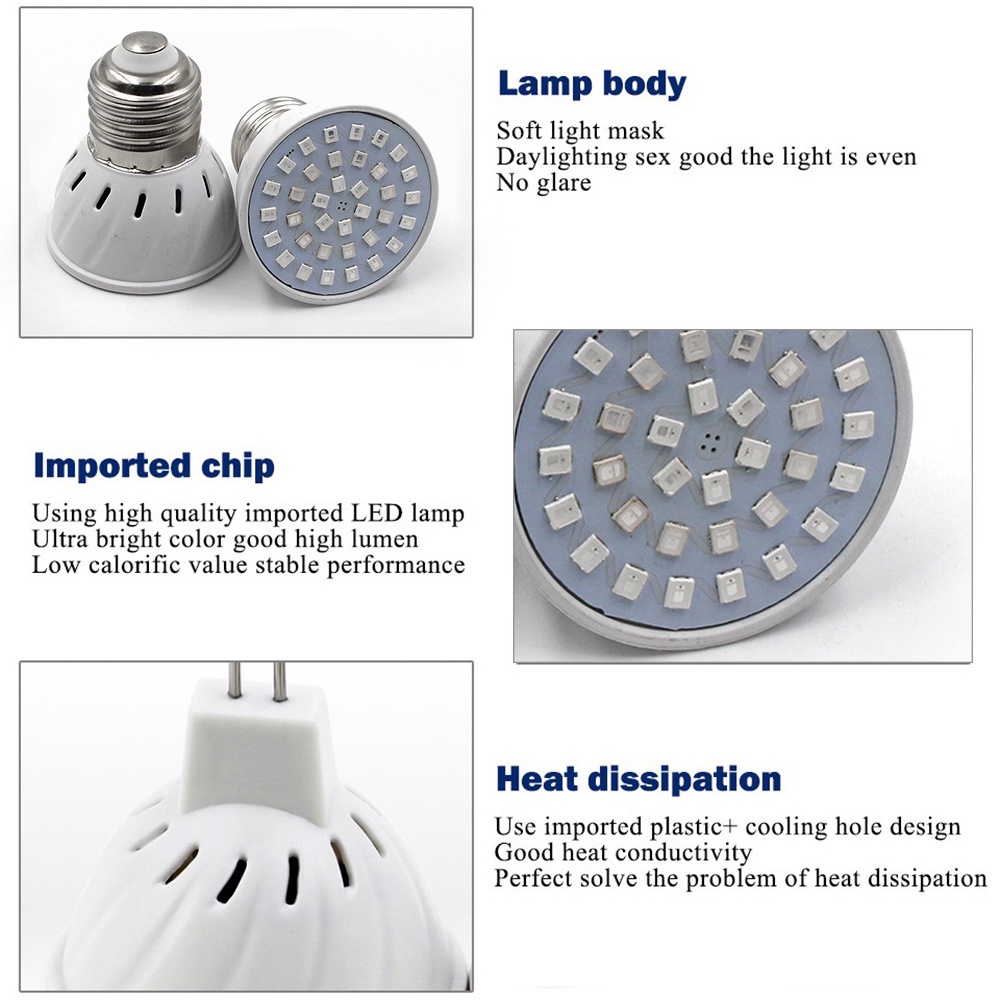 Lampu Penumbuh Tanaman Led E27 E14 Mr16 Gu10 110v 220v Full Spektrum Untuk Indoor