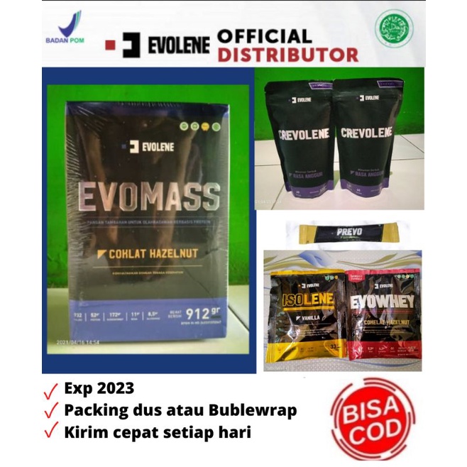 Evolene Evomass Evo Mass suplemen fitnes susu protein Gainer penambah masa otot berat badan Tenaga