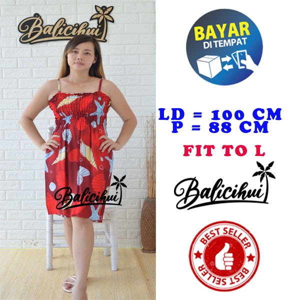 Balicihui Dress Kerut Pendek Tali Wanita Dress Kerut Dada