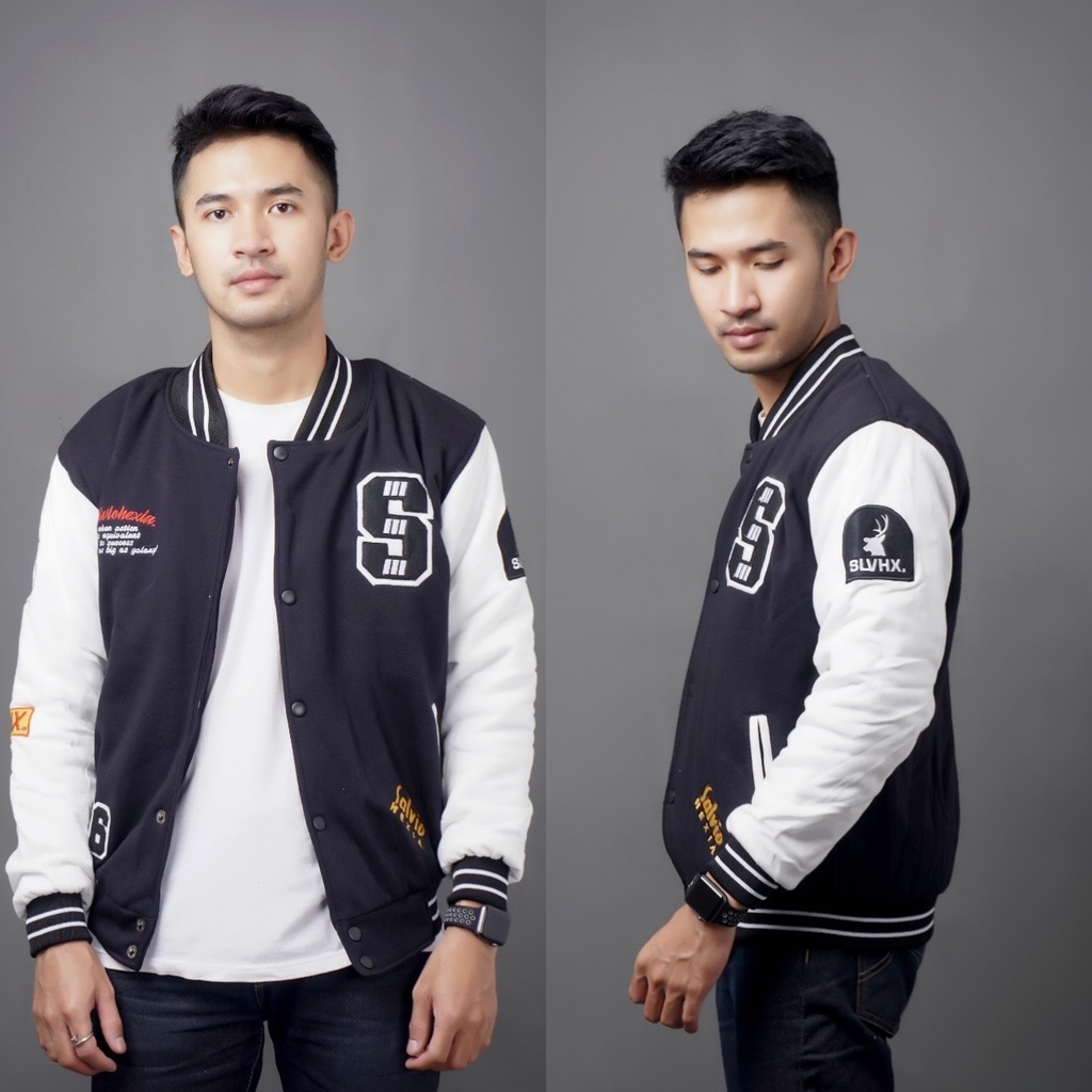 SALVIO HEXIA Original Jacket Varsity SALVIO Putih Jaket Versity Pria Wanita Original Jaket Baseball 