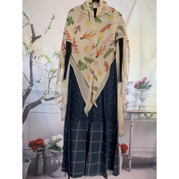 gamis denim set khimar sisesa ori PL
