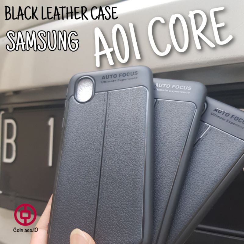 SAMSUNG A01 CORE black leather case AUTOFOCUS - casing/softcase/silicon Samsung A01 core