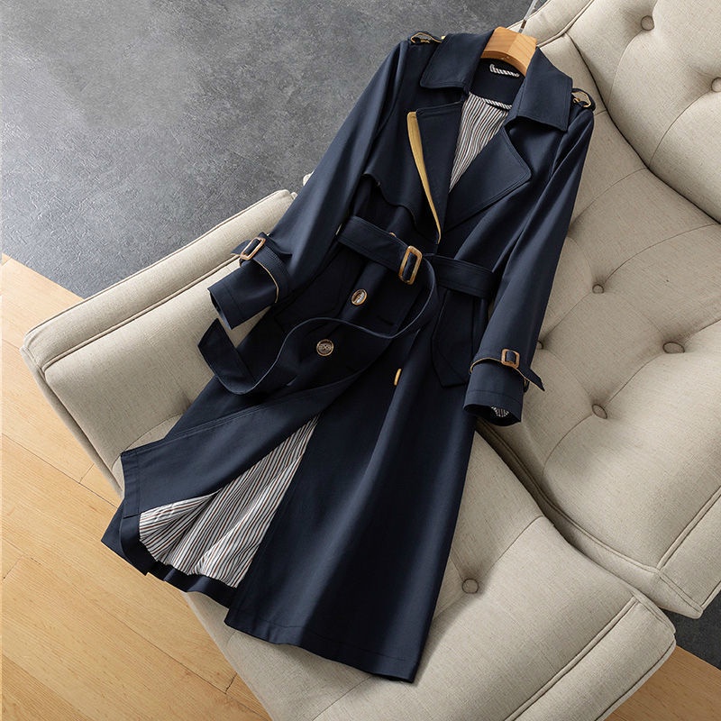 One piece windbreaker / dress Hepburn 2021 new autumn Korean goddess temperament popular medium and