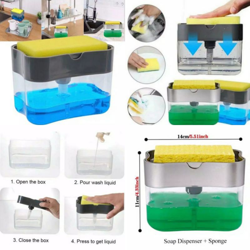 Dispenser sabun cuci piring busa sponge / soap Pump sponge caddy