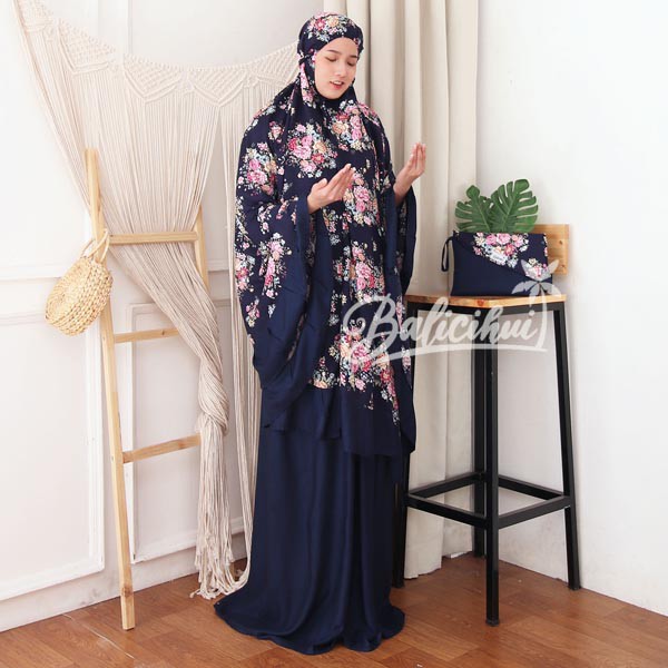 Balicihui Mukena Nadia Navy 2 Mukena Bali Jumbo Mukena Bali Dewasa by Balicihui